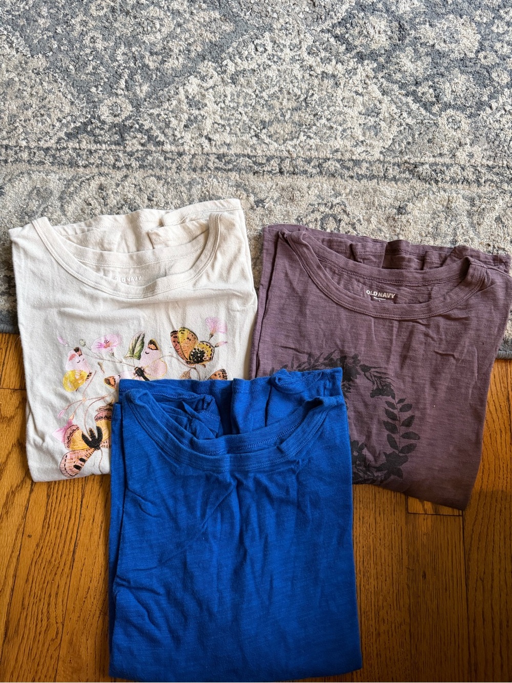 Old Navy Girls' Multicolor Short-Sleeve Tee Trio — Blue, White & Purple